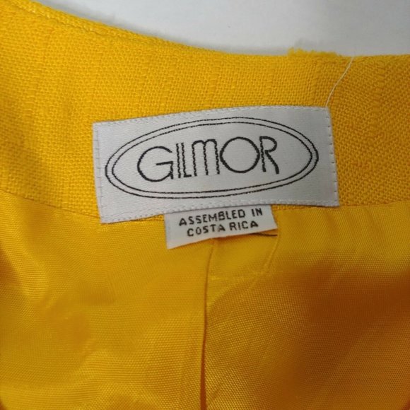 Vintage 80s Gilmor Womens 8 Blazer Button Floral Pocket Square Yellow Sunshine - Picture 11 of 12
